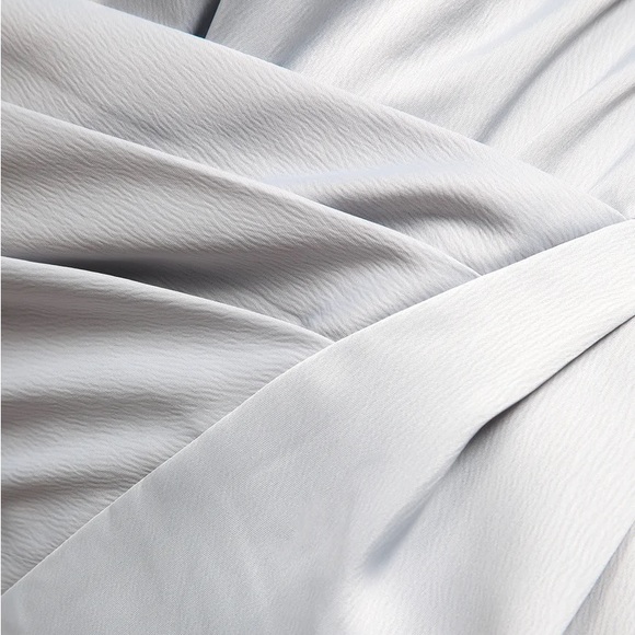 NWOT Lulus Quite Likely Light Blue Satin Asymmetrical Midi Dress Small - Picture 8 of 8